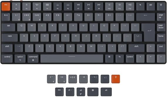 Keychron K3 Ultra-Slim 75% ISO-UK-Layout Wireless Bluetooth/Wired USB Mechanical Keyboard,84 Keys Hot Swappable Low-Profile Optical Blue Switch White LED Backlit for Mac Windows-Version 2