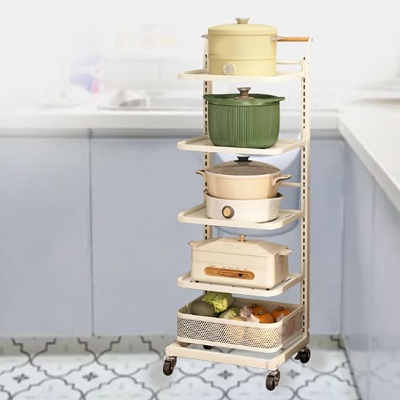 Multi Purpo Rolling Cart with 3 s Microwave Stand & Basket – Versatile Trolley for Home & Office nizat