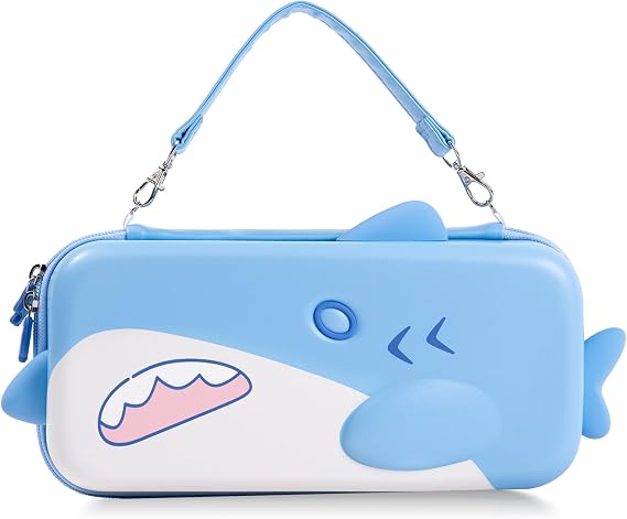 GeekShare Switch2ケース スイッチ2ケース Switch2対応 2025有機ELモテル用 joy con HDMIケーブル イヤホン小物入れ 大容量収納 防水防汚 耐衝撃 全面保護 10枚ゲームカード収納 旅行用 誕生日プレゼント - サメ君