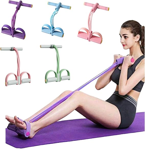 Multifunction Tension Rope, 6-Tube Pedal Resistance Band Elastic Pull Yoga Tension Rope, for Abdomen/Waist/Arm/Leg Stretching Slimming Training Blue