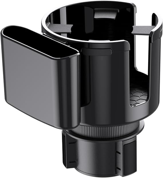 Car Cup Holder Expander Adapter with Phone Holder Cup Holder Extender Fits for Yeti, Hydro Flasks, Stanley 32/40 oz, Large Water Bottles in 4.0", with Adjustable Base (Black)