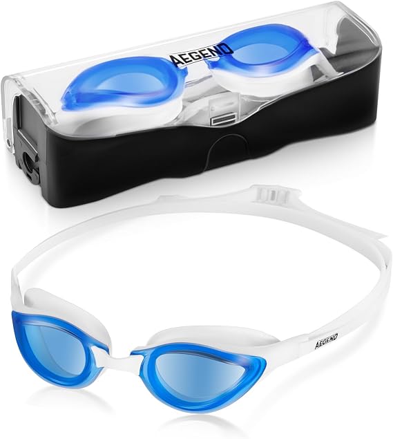 Aegend Adult Swim Goggles,Anti-Fog Mirrored Swimming Goggles for Competition,No Leak,UV Protection,Adjustable Comfortable Fit