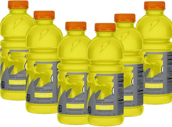 Gatorradde Cool Blue,Fruit Punch,Orange,Lemon Lime,Grape,Frost Cherry Flavoured Drink Bottles 591ml - Refreshing and Hydrating Drinks (6 x Bottles, Lemon lime drink 591ml)