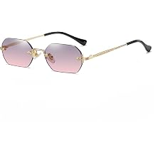 Rectangular Sunglasses Frameless Sunglasses Fashion Retro Rectangle Glasses for Men and Women