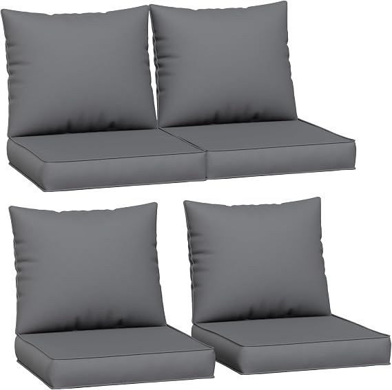 Amopatio Outdoor Chair Cushions, Grey, 23"20"4", Set of 4 | Removable Cover, Anti-Slip, Fade Resistant, For Patio Furniture