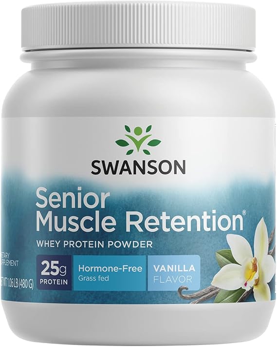 Swanson Senior Muscle Retention Protein, Vanilla, 1.06 lb
