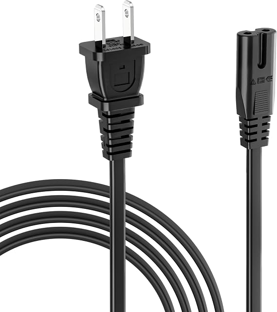 Superer 15FT 2 Prong AC Power Cord, for PS4 PS5 Xbox TV Printer, ETL Listed