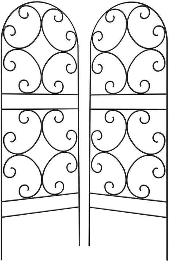 BestNest Panacea 84401 Scroll Trellises, Black, 72" H, Pack of 2