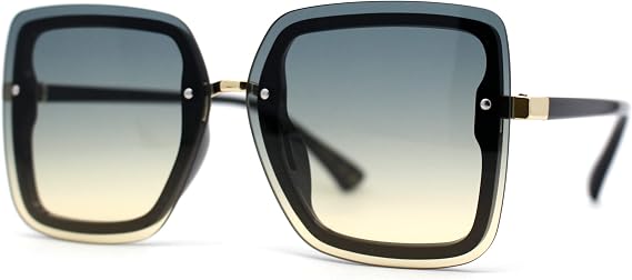 SA106 Womens Rectangular Rimless Oversize Butterfly Chic Designer Sunglasses