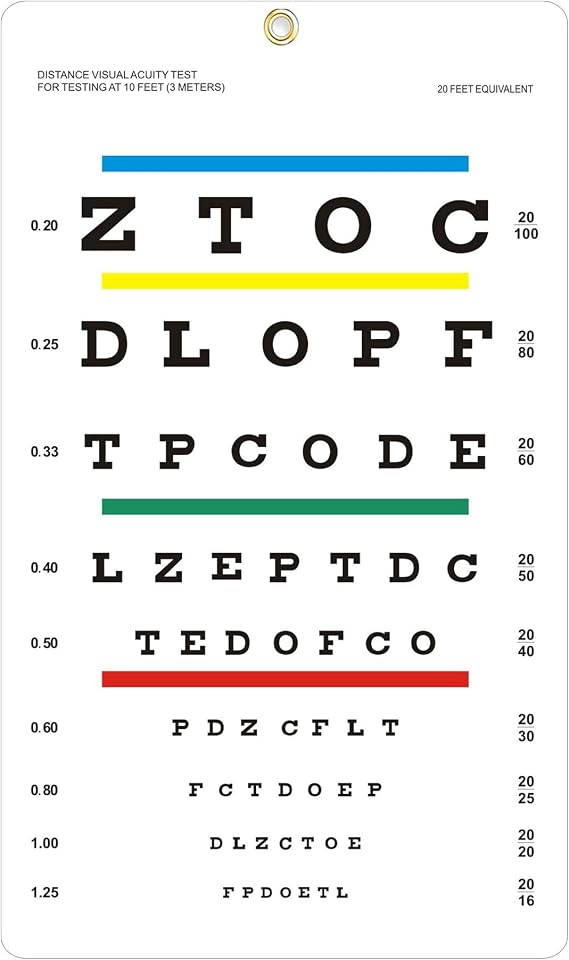 Eye Chart, Upgraded Snellen Eye Chart for Eye Exams 10 Feet, 14x8 in | Snellen Chart 10 Ft, Near Vision Test Chart, Plastic, Low Vision Wall Chart, Metal Eyelet, Kids Gifts Wall Decoration