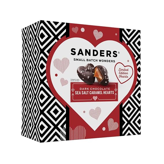 Sanders Dark Chocolate Sea Salt Caramel Hearts 7 oz Box Small Batch Wonders Limited Edition Valentines Day Heartss