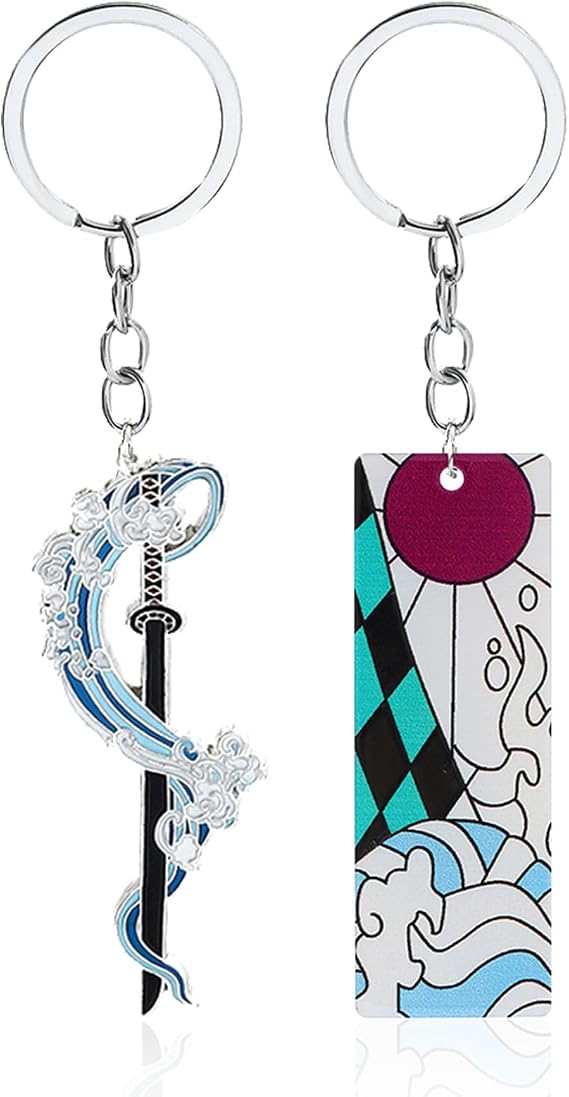 2pcs Demon Keychains, Anime Keychains, Tanjirou Sword Keychain