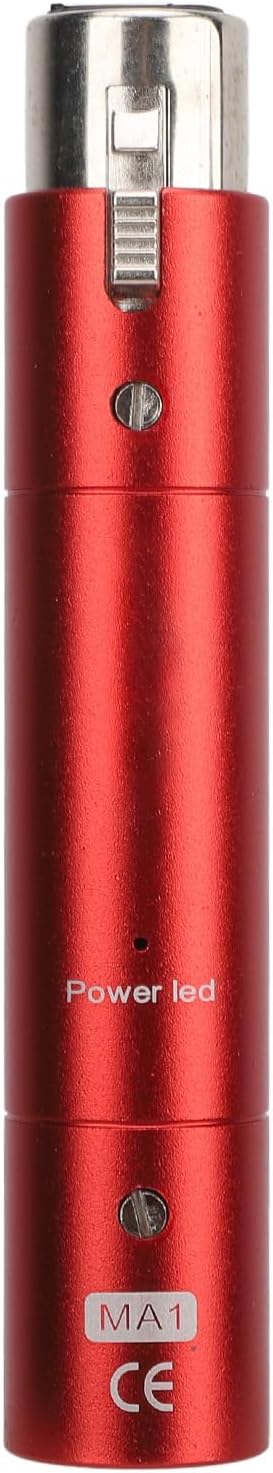 Inline Microphone Preamp with 28dB Gain, Active In Line Dynamic Microphone Booster with Preamp,Mic Booster Preamplifier for Broadcasting (Red)