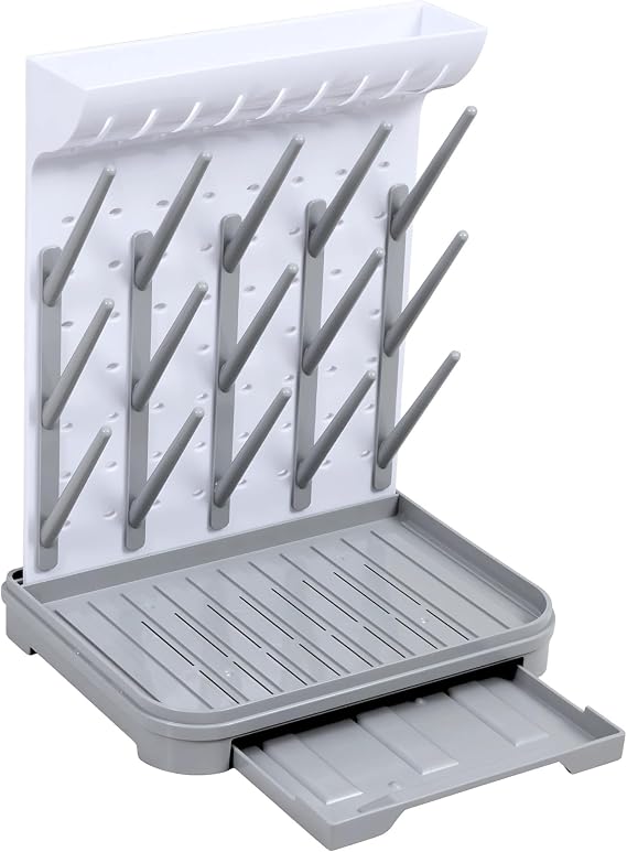 Baby Bottle Drying Rack Large Vertical Bottle Dryer for 15 Bottles, Space-Saving Countertop Rack for Baby Bottles & Accessories, Compact Holder for Newborn Essentials