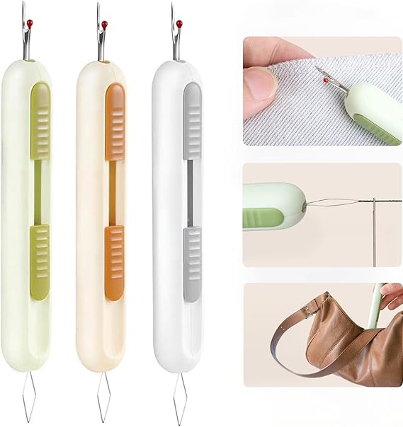 3 Pack Dual Function Seam Ripper and Needle Threader Compact Design Needle Threaders for Hand Sewing Threaders for Sewing Perfect for Easy Stitch Removal and Threading Needles Efficient Seam Ripping