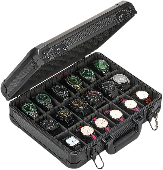 Watch Storage Case Watch Storage Box High Strength 18 Slots Aluminum Suitcase Case Display Storage Box Watch Bracket Watch Clock Box