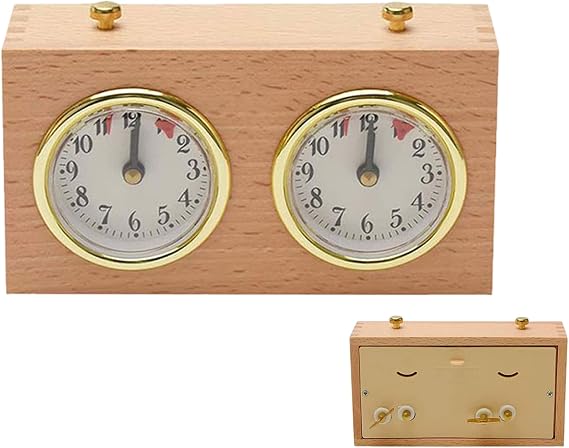 Chess Timer Chess Clock Wooden Analog Game Mechanical Timer Count Up Down for Competition Clock