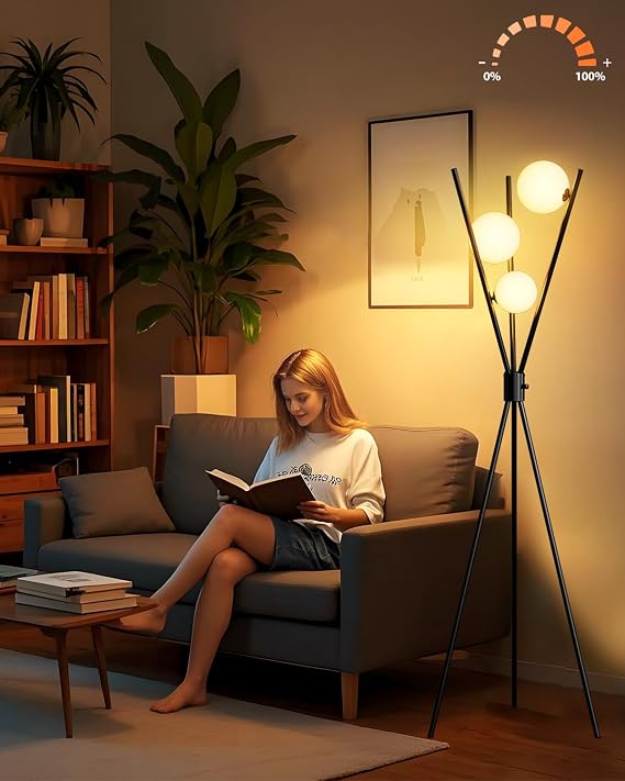 Lightdot 60IN Dimmable Black Tripod Floor Lamp Mid Century Standing Lamps