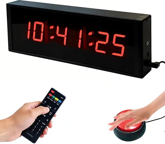 Gym Timer with Start/Stop Button, Interval Timer Stopwatch Countdown Digital Wall Clock 12/24H, LED Fitness Timing with Remote Control & Adjustable Brightness for Home Gym