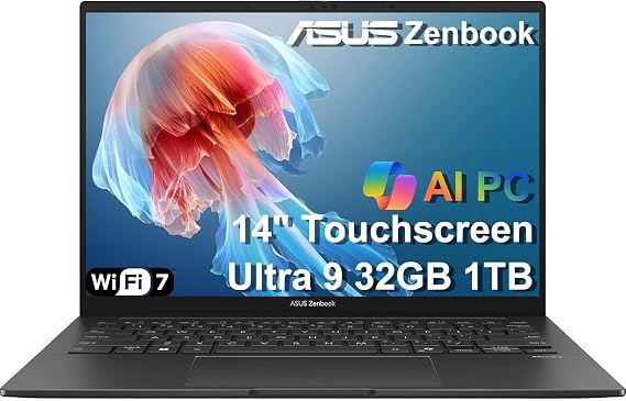 ASUS Zenbook 14, 14" Touchscreen, Intel Ultra 9 285H, 32GB DDR5, 1TB SSD