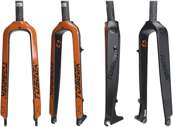 High Strength Full Carbon Fiber 26/27.5/29" Rigid Disc Brake MTB Fork 28.6mm Threadless Straight Tube 1-1/8" Superlight Mountain Bike Front Forks for Mountain Bike Bike Accessory,Orange,29