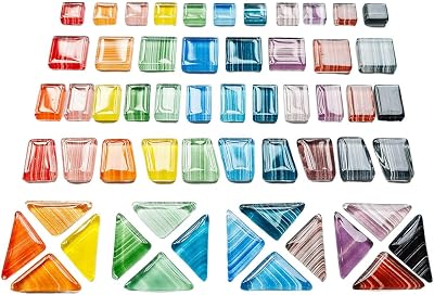 Mosaic Tiles for Crafts Bulk, 500g Handmade Crystal Glass Pieces for DIY Art Projects, Home Decoration Mosaic Supplies - Mixed Shapes