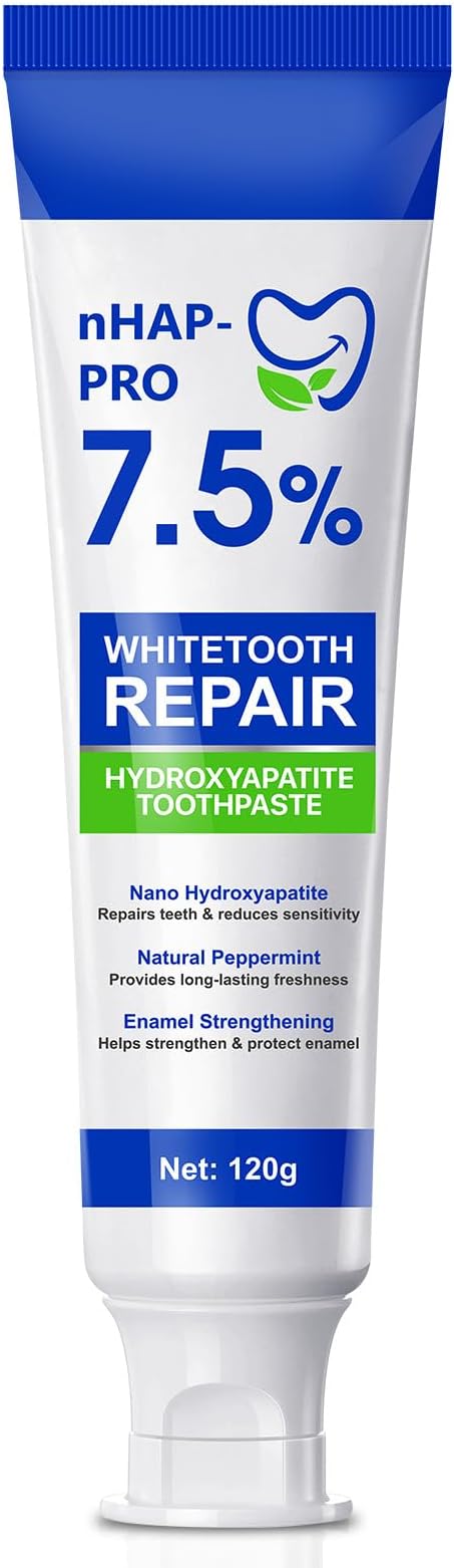 Hydroxyapatite Toothpaste,7.5% Hydroxyapatite,Fluoride-Free,Mint Flavor - Gentle Whitening, Freshens Breath, Strengthening Teeth Structure, Prevents Cavities 4.23oz (120g)