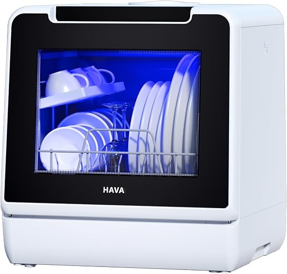 HAVA Table Top Dishwasher, 8 Wash Programmes Upgraded Countertop Dishwasher [Energy Class F]