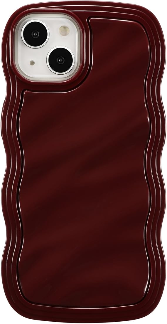 ZCDAYE Case for iPhone 13 iPhone 14 Unique Water Ripple Texture Phone Case, Wavy Curly Frame Cute Shell Soft TPU Shockproof Flexible Cover for iPhone 13/14,Red