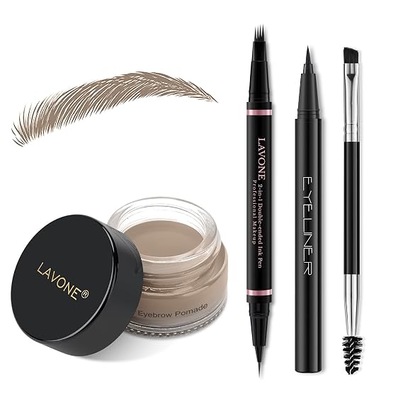 LAVONE Eyebrow Pen Kit, Waterproof Brow Pencil, Pomade,Eyeliner, Ash Blonde