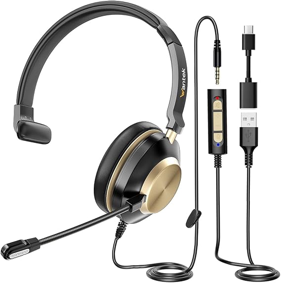 Wantek Headset with Mic, USB Headset with Microphone