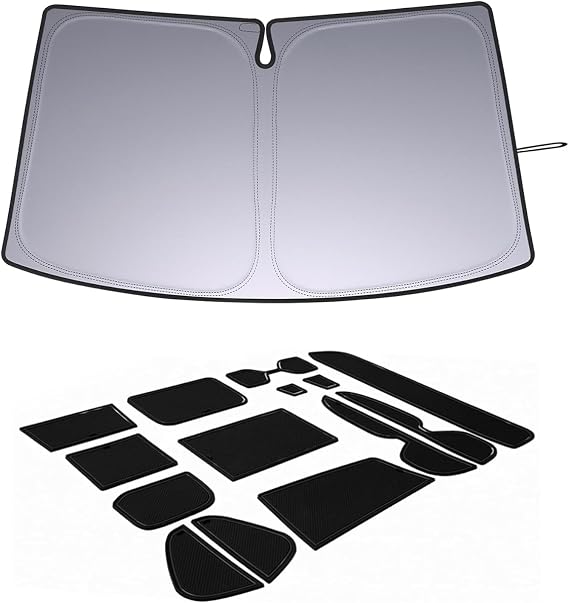 JDMCAR Liner Accessories (Black Trim) and Upgrade Front Windshield Sun Shade Compatible with Toyota RAV4 Accessories 2019-2024