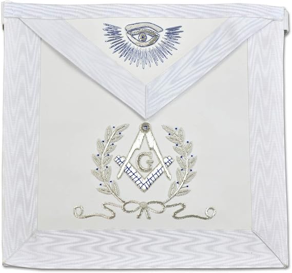 Master Mason with Silver Bullion Masonic Apron - [White]