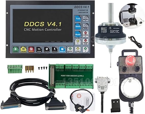 Standalone Motion Controller Ddcs V4.1 3/4 Axis Cnc Standalone Offline Controller+v5/V6 Anti-roll 3d Touch Probe Edge Finder Compatible With Mach-3+mpg(3Axis-Kit)