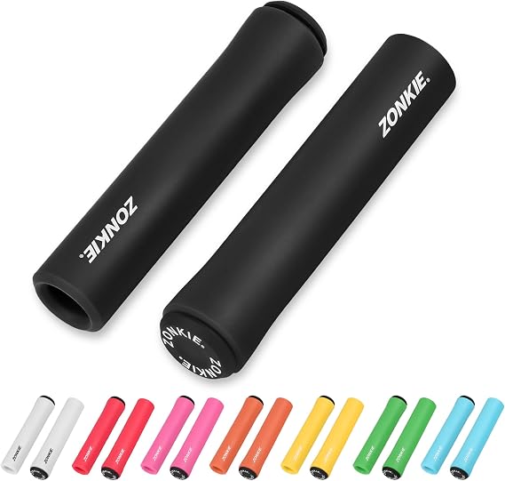 Eco-Friendly Silicone Bike Handlebar Grips, Ergonomic Non-Slip MTB Grips for Mountain Bikes, BMX, Beach Cruisers, Scooters, Folding Bikes & Kids Bicycles (Black, 30mm)