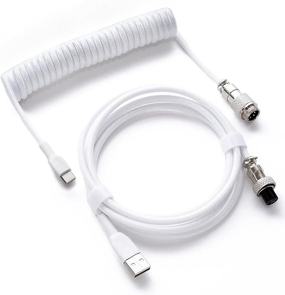 SCIOLTO Charming USB Cable Coiled Cable USB-A to USB-C Wired Mechanical Keyboard Gaming Keyboard Custom Cable TYPE-C White