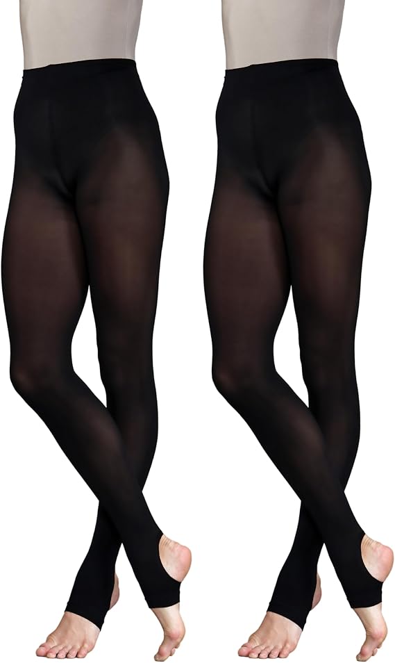 2 Pairs Stirrup Dance Tights with Matte Finish 60 Denier Jazz Tights
