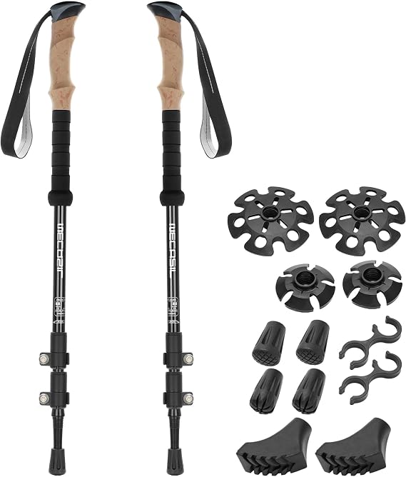 Wanderstöcke|Walking stöcke|Faltbar-Teleskop-leicht-wanderstock |für Damen und Herren | Aluminium | für Hiking Skitouren Trekking|mit extra Silikon handyhalterung Für Selfies