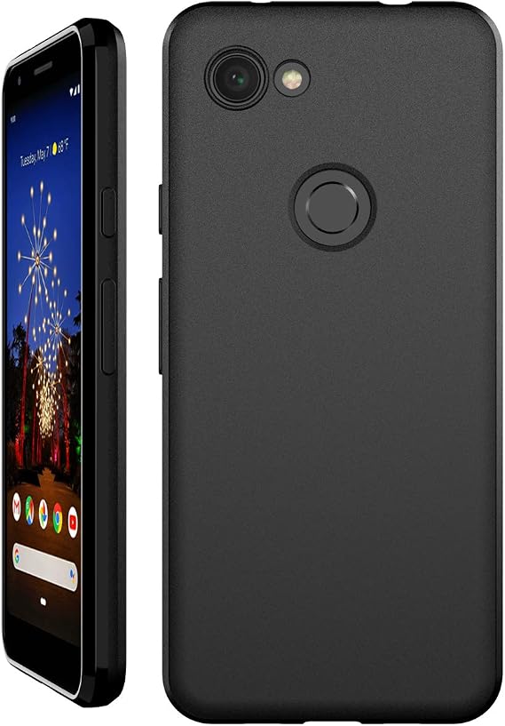 Google Pixel 3a Case, Google Pixel3a Case, Simple Non-Slip Soft Matte Finish TPU Silicone Shockproof WOEXET Non-Transparent Black