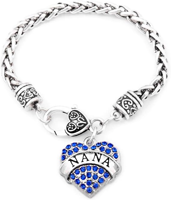 Beautiful Crystal Love Heart Pendant Bracelet Necklace Gift For Nana Best Thanks Blessing Nana Birthday Party Gifts