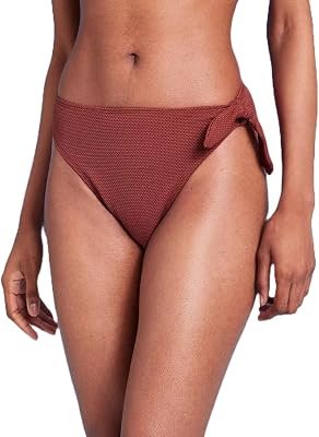 Wild Fable Womens Pique Textured High Leg Cheeky High Waist Bikini Bottom - Rust, Large
