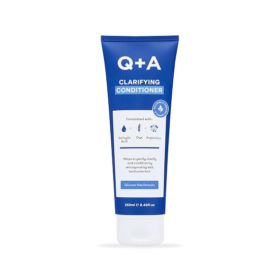 Q+A Clarifying Conditioner for Hair (250ml), Scalp-Balancing, Strengthening and Moisturizing Conditioner for Congested Hair, With Salicylic Acid, Oatmeal and Prebiotics