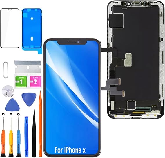Screen Replacement for iPhone X LCD Display FHD Touchscreen 3D Touch Face ID Digitizer Frame Mounting,Waterproof Adhesive,Repair Kits