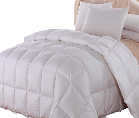 Royal Bedding 300 Thread Count King Size Down Alternative Comforter, Fluffy Soft Comforter, Duvet Insert, 100% Cotton Shell Dobby - 750FP - 98 Ounces Fill - White