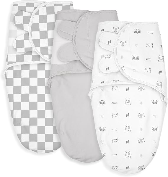Soarwg Kids Cotton Baby Swaddle Wraps, 3-Pack, Newborn 0-3M