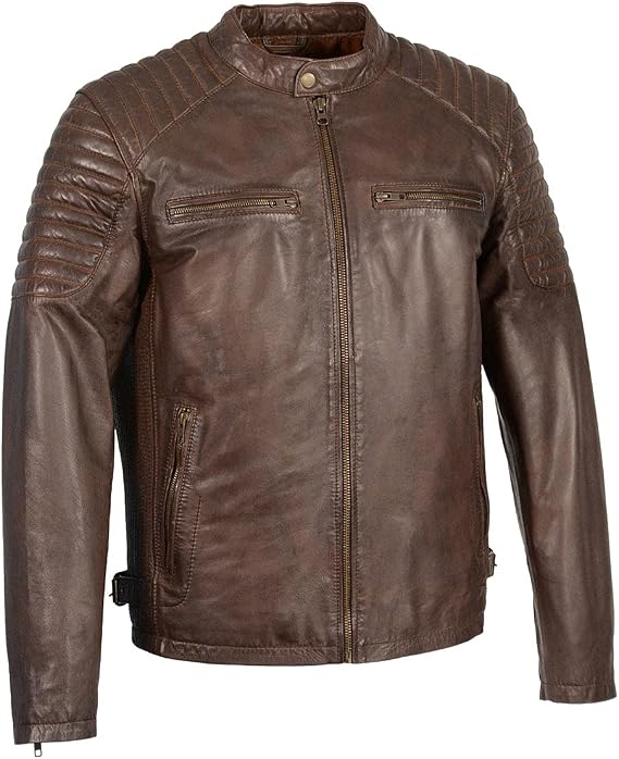 Milwaukee Leather SFM1840 Men's 'Quilted' Black Leather Fashion Jacket with Snap Button Collar
