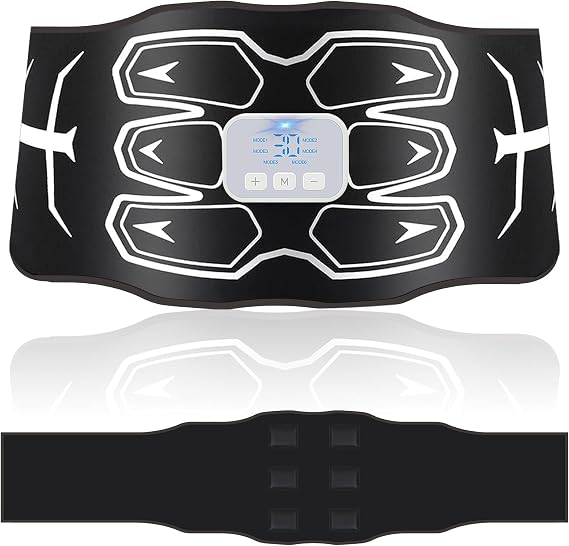 ABS Trainer Muscle Stimulator,Washable EMS Muscle Stimulator, Non-Replacing Skin-Friendly Silicone Pad, 6 Modes 30 Intensity Levels, Stomach Toning Belt for Men & Women
