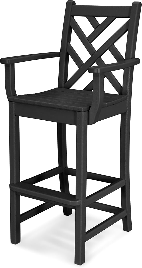 POLYWOOD Chippendale Bar Arm Chair in Black