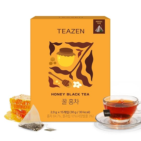 TEAZEN Honey Black Tea Bags, Zero Sugar Black Tea with Honey 15 Tea Bags (1 Pack)