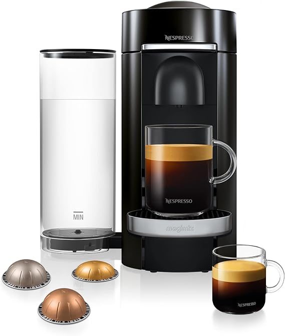 Nespresso Vertuo Plus Automatic Pod coffee machine for Americano, Decaf, Espresso by Magimix in Black